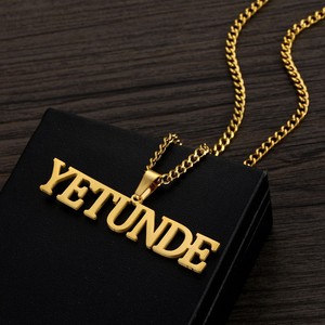 Collar con Nombre Personalizado, <span class=keywords><strong>Joyería</strong></span> de Acero Inoxidable Chapada en Oro con Placa de Nombre <span class=keywords><strong>para</strong></span> Hombres y Mujeres, Collares con Cadena Cubana - Product Image 4