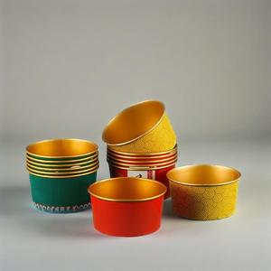 Bol en papier alimentaire biodégradable imprimé sur mesure avec feuille d'or, pour salades, restauration rapide et plats à emporter - Anti-fuite et anti-graisse - Product Image 1