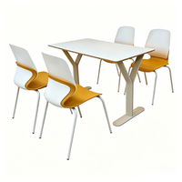 Ensemble de table et chaises de salle à manger en plastique, durable, écologique, design minimaliste, 4 places, facile à nettoyer, couleurs personnalisables, hôpitaux