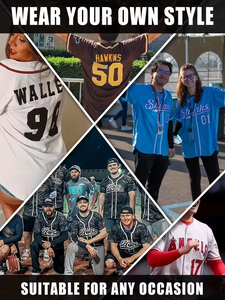 T-shirts de sport rayés bicolores de haute qualité pour hommes et femmes, numéros et noms personnalisables, uniformes de baseball - Product Image 6