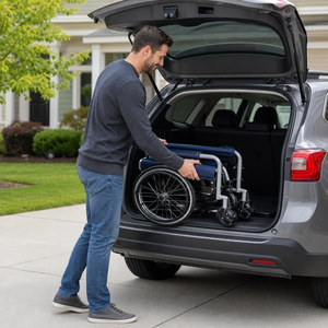 Silla de Ruedas Manual con Reposabrazos Acolchados, Manijas de Empuje y Reposapiés <span class=keywords><strong>para</strong></span> Movilidad Diaria y Apoyo de Seguridad <span class=keywords><strong>para</strong></span> Personas Mayores - Product Image 5