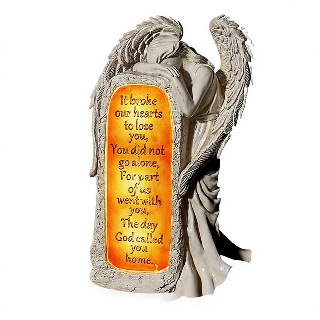 Angel Garden Statue Solar Light Outdoor Floor Mount 12"D X 8.5"W X 12"H Memorial Gift for Lost Loved Ones Garden Decoration