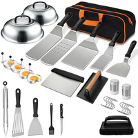 Accessoires complets pour plancha à surface plane, en acier inoxydable robuste, antiadhésifs, compatibles lave-vaisselle, pour ensembles de barbecue