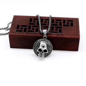 Yunnique-collar con colgante de calavera de acero de titanio, estilo Punk Unisex, diseño geométrico, joyería de moda - Product Image 5