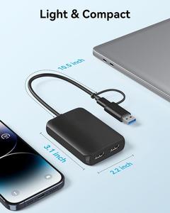 ZOGUO USB C/USB 3.0 vers double adaptateur d'affichage <span class=keywords><strong>HDMI</strong></span> multi-moniteur 1x4K @ 30Hz et 1x1080p Compatible avec les moniteurs d'ordinateur <span class=keywords><strong>portable</strong></span> <span class=keywords><strong>PC</strong></span> - Product Image 5