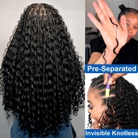 Cheveux humains bouclés naturels birmans pour crochet, nœuds invisibles, mèches pré-bouclées, couleur naturelle, tresses bohèmes