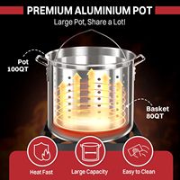 Panela de Alumínio Ruixiao 100QT para Cozinhar Frutos do Mar com Queimador a Propano, Interior com Revestimento Nano, Tampa e Fogão a Gás Compatível para Uso Externo - 1 Peça
