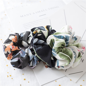 Chouchous élastiques en mousseline de soie à imprimé fleurs, chouchou pour cheveux pour filles, vente en gros, pièces - Product Image 4