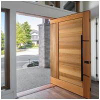 Portes d'entrée en bois massif à motif chevron personnalisées par le fabricant avec panneaux latéraux, portes pivotantes en bois chevron pour maisons