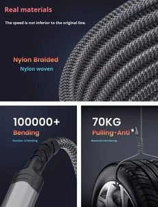 สายเคเบิล USB C มุมขวา90องศา100W 5A ชาร์จเร็วสายเคเบิ้ลแบบถักชนิด C เป็นชนิด C สายชาร์จ USB-C ไนลอนอลูมิเนียมอัลลอยด์ - Product Image 3