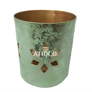 Bougeoir votif en fer durable et durable avec finition rustique pour la décoration et l'ambiance de la maison de style ferme moderne - Product Image 4