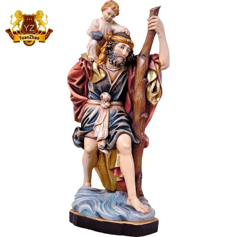 Religious Art Statue Resin Statue Fiberglass Saint Christopher Holding Baby Jesus Statue