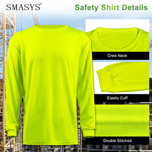 ZUJA T-shirt de sécurité jaune orange à manches longues personnalisé T-shirt de sécurité confortable à manchette côtelée en gros - Product Image 4