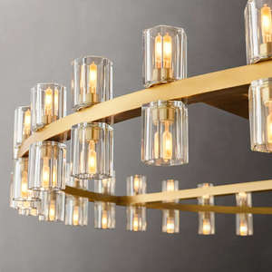 60" Large Circle LED Brass Chandelier Villa Living Room Dining Room Table Big Gold Crystal Round Chandelier - Product Image 5