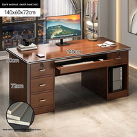 Bureau en bois de noyer foncé avec tiroirs verrouillables et armoire de rangement, poste de travail informatique pour bureau à domicile et usage commercial