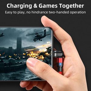 Cable USB tipo C universal 3 en 1 giratorio de 540 ° con carga magnética cargador de teléfono con chaqueta de nailon con luz LED para uso en computadora - Product Image 5