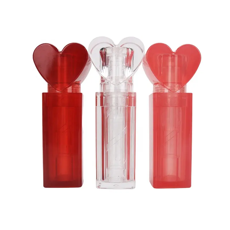 Cosmetici di lusso vuoto contenitore rotondo personalizzato all'ingrosso a forma di cuore lucidalabbra a forma di cuore tubo rossetto
