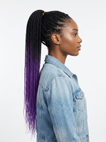Queue de cheval tressée arc-en-ciel dégradé à 3 brins avec élastique, facile à porter, couleur personnalisée, cheveux synthétiques pour toutes les occasions
