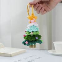 Pochette à cordon en peluche douce bleue au crochet, faite main, forme irrégulière 15*7cm, ornement de sapin de Noël, cadeau de Noël tendance