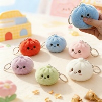 Nouveau porte-clés squishy en forme de petit pain vapeur mignon de 10 cm, breloque de sac en peluche douce anti-stress, accessoire à presser pour sac à dos et clés de voiture