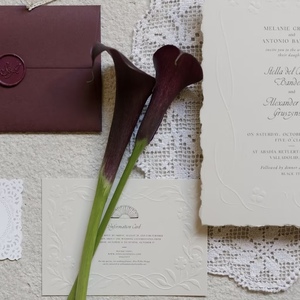 Invitaciones de Boda con Impresión Digital Personalizada en Color Vainilla, con Relieve Floral, Papel Offset, Logotipo en Relieve, Tarjetas de Boda - Product Image 4