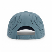 Casquette de baseball personnalisée bicolore en corde, 5 panneaux, perforations laser bleues, visière incurvée, broderie, pour sports de plein air