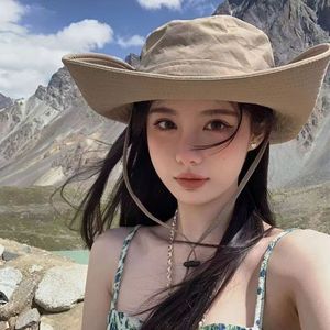 Xi Boyu Sombrero para senderismo al aire libre, ala ancha, parte superior plana, color caqui, fibra acrílica, protección solar para mujeres y hombres, pesca, viajes - Product Image 1