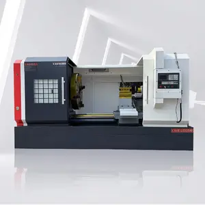 Mesin bubut CNC putar logam presisi CK61125, tempat tidur datar Horizontal, bubut CNC VMC pusat mesin ukiran vertikal