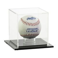 Vitrine carrée en acrylique transparent pour balle de baseball avec anneaux