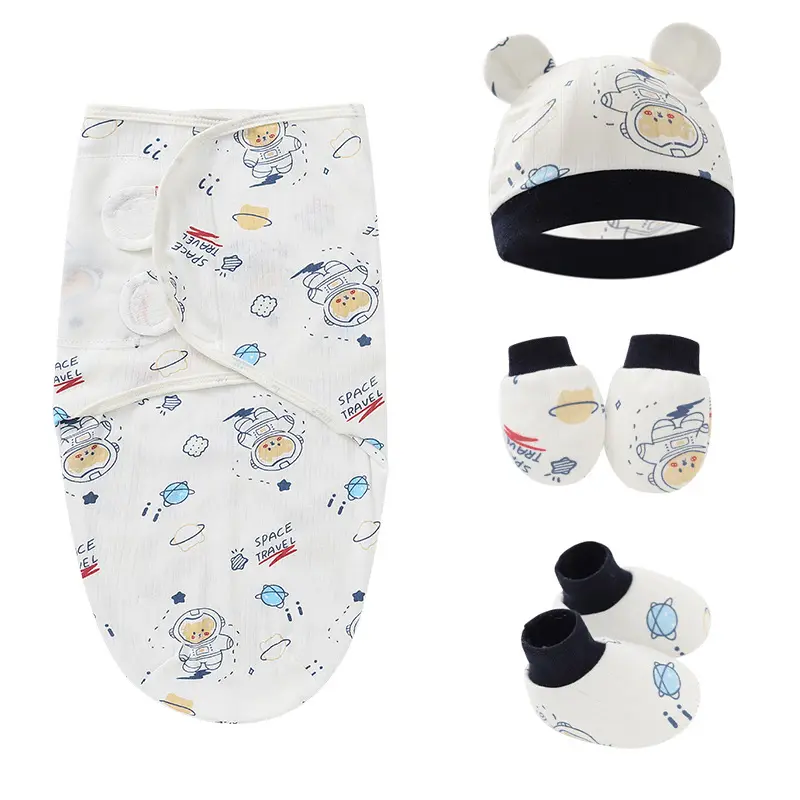 Klimop 4 Stuks Baby Slaapzak Slaapzak Dekens Baby Swaddle Sets Met Hoed Swaddle Wrap Pasgeboren Deken 0-3 Maanden