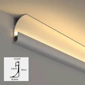 Hiçbir kanal açma arka ışık için led alüminyum profil, üst köşe hattı süpürgelik hattı duvar yıkama ışık tavan ev dekorasyon