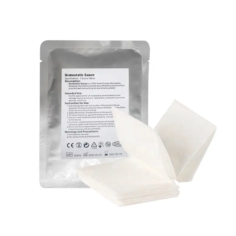 2022 Latest Good Quality Gauze Z-fold Hemostatic Material Bleed Stopping Portable Hemostatic Gauze For Sale