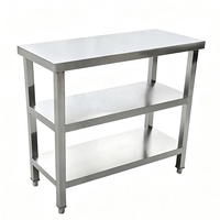 Table de travail commerciale en acier inoxydable à 2 ou 3 niveaux avec étagère latérale, plan de travail de cuisine pour restaurant, hôtel, salon