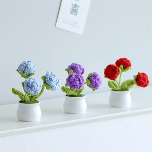 Productos florales hechos a mano, rosas simuladas, pequeñas plantas en maceta, adornos para decoración del hogar, regalos para el coche, flores de hilo tejidas. - Product Image 2