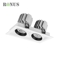 Twin 15W * 2 Encastré COB Grille Rectangulaire Spot Down Light Réglable LED Downlight