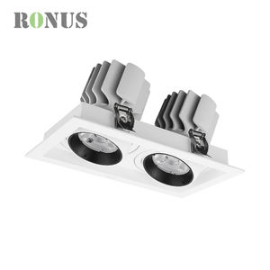 Twin 15W * 2 Encastré COB Grille <span class=keywords><strong>Rectangulaire</strong></span> <span class=keywords><strong>Spot</strong></span> Down Light Réglable LED Downlight - Product Image 4