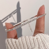 Bracelet tennis ajustable en argent sterling 925, bijou raffiné et tendance, serti d'un seul rang de zircons transparents et brillants