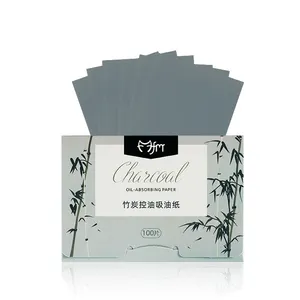 Papier buvard pour huile de charbon de bambou absorbant l'huile de poche pour le visage Portable 100 feuilles absorbantes d'huile pour le visage