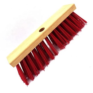 Chổi Đẩy Sân Vườn Đầu Bàn Chải Đường Phố, Khối Gỗ Trơn Bằng Lông Poly Màu Đỏ Có Lỗ Bấm Đơn - Product Image 2