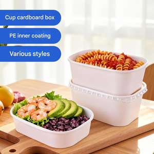 Contenants d'emballage écologiques biodégradables personnalisés, boîtes en papier carrées jetables de qualité alimentaire pour la restauration à emporter - Product Image 2