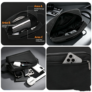 Borsa da polso portatile da uomo, in tessuto di nylon balistico 1680D, resistente all'acqua e alle macchie, per l'uso quotidiano. - Product Image 3