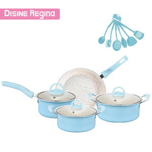 Modern 13-Piece Marble Coated Stainless Iron Non-Stick <b>Cookware</b> <b>Set</b> Stockpot Glass Lids Gas <b>Induction</b> Ready Multi-Layer Base - Product Image 3