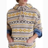 Pull en tricot à capuche à manches longues en jacquard surdimensionné décontracté pour homme
