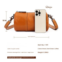 Sac bandoulière haut de gamme en cuir véritable pour femme, grande capacité, style rétro chinois, design oreiller, sac cylindrique avec sangles