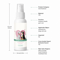 Spray buccal pour chiens et chats, rafraîchisseur d'haleine, soin buccal pour animaux de compagnie, spray nettoyant pour les dents, 100 ml