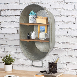 Toallero Montado en la pared Estante de baño industrial Granja Baño rústico Bañera de lavado galvanizada Estantes de pared de madera <span class=keywords><strong>para</strong></span> almacenamiento - Product Image 1