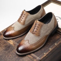 Nouvelles Chaussures de Mariage Homme Confortables à Bout Pointu, Style Brogue Rétro Décontracté et Habillé, Grande Taille, pour l'Automne