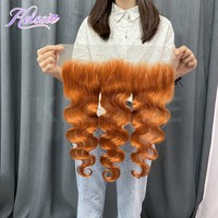 350 #   Paket Rambut Manusia dengan Closure Ombre 1B 350 Remy Brazilian Lurus/Gelombang Alami dengan Frontal 3 Pcs dengan Closure