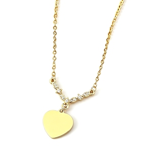Accessori a forma di V in acciaio inossidabile con pochi diamanti, collana a catena piatta a forma di cuore, materiale grezzo senza scritte. - Product Image 3