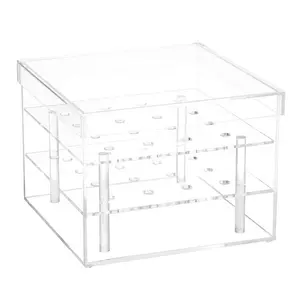 Fashionable acrylic rose flowers display boxes clear acrylic cosmetic makeup organizer with drawers clear acrylic flower